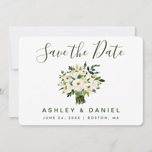 Moderne Waterverf groen sparen de Datum Save The Date (Voorkant)