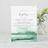 Moderne Waterverf | Groene baptisme Kaart (Staand voorkant)