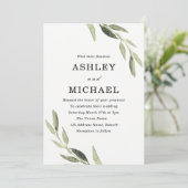 Moderne Waterverf Groene Blad Trouw Uitnodiging (Staand voorkant)