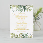 Moderne Waterverf Groene Bladeren Branch Folie Uitnodiging (Staand Voorkant)