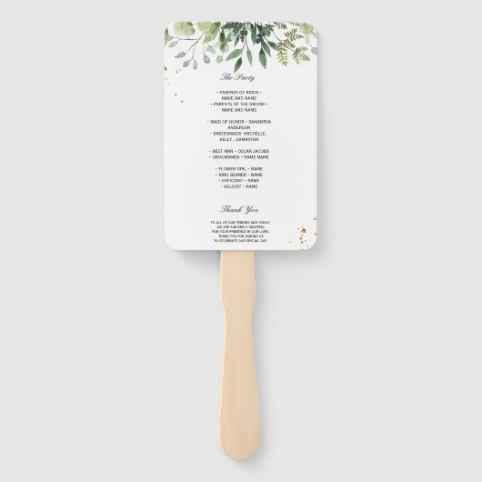 Moderne Waterverf Groene Bladeren Branch Handwaaier (Achterkant)