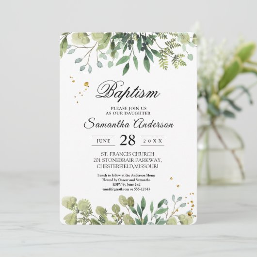 Moderne Waterverf Groene Bladeren Branch Kaart (Staand voorkant)