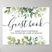 Moderne Waterverf Groene Bladeren Branch Poster (Voorkant)