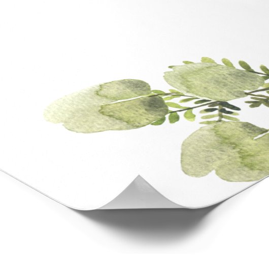 Moderne Waterverf Groene Bladeren Branch Poster (Hoek)