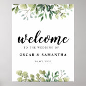 Moderne Waterverf Groene Bladeren Branch Poster (Voorkant)