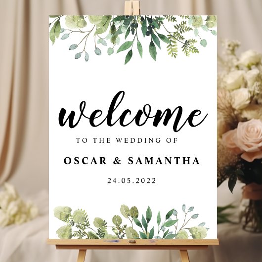 Moderne Waterverf Groene Bladeren Branch Poster