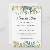 Moderne waterverf groene bladeren tak save the date (Voorkant)