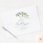 Moderne Waterverf Groene Bruidsdouche Ronde Sticker (Envelop)