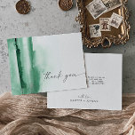 Moderne Waterverf | Groene dank voor uw kaart<br><div class="desc">This modern watercolor green thank you card is perfect voor a stylish contemporary wedding. The minimalist, classic and elegant design collection features: water color paint brush strokes in pretty jewel tones. Personalize the back of the card with your names, and a thank you message. Alternatively, leave the thank you message...</div>