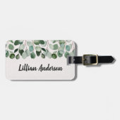 Moderne Waterverf Groene Eucalyptus Bloemen Bagagelabel (Voorkant horizontaal)