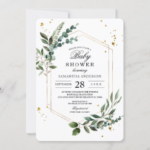 Moderne Waterverf Groene Eucalyptus Gouden Lijst Kaart