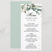 Moderne Waterverf Groene Eucalyptus Gouden Lijst Menu (Voorkant / Achterkant)