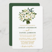 Moderne Waterverf Groene Floral Gold Wedding