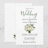 Moderne Waterverf Groene Floral Weddenschap Kaart (Voorkant / Achterkant)