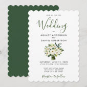 Moderne Waterverf Groene Floral Wedding Invite Kaart (Voorkant / Achterkant)