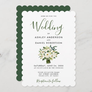 Moderne Waterverf Groene Floral Wedding Invite Kaart