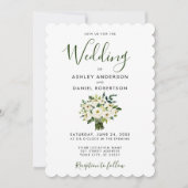 Moderne Waterverf Groene Floral Wedding Invite Kaart (Voorkant)