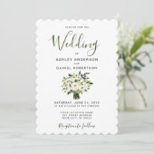Moderne Waterverf Groene Floral Wedding Invite Kaart (Staand voorkant)