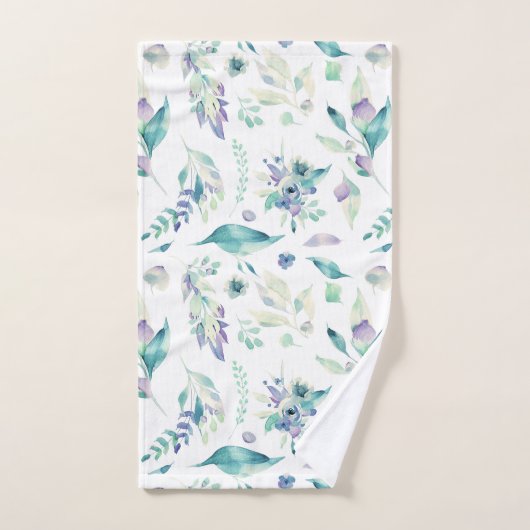Moderne waterverf groene lavendel floraal handdoek (Handdoek)
