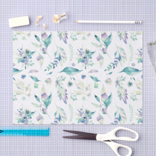 Moderne waterverf groene lavendel floraal tissuepapier (Craft)