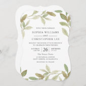 Moderne Waterverf groene lef Herfst zomerbruiloft Kaart (Voorkant / Achterkant)