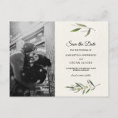 Moderne Waterverf Groene Olijftak Aankondigingskaart (Voorkant)