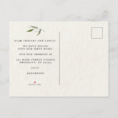 Moderne Waterverf Groene Olijftak Aankondigingskaart (Achterkant)