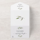 Moderne Waterverf Groene Olijftak All In One Uitnodiging (Buitenkant)