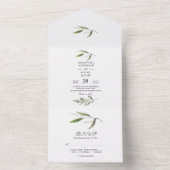 Moderne Waterverf Groene Olijftak All In One Uitnodiging (Binnen)