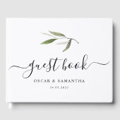 Moderne Waterverf Groene Olijftak Gastenboek (Voorkant)