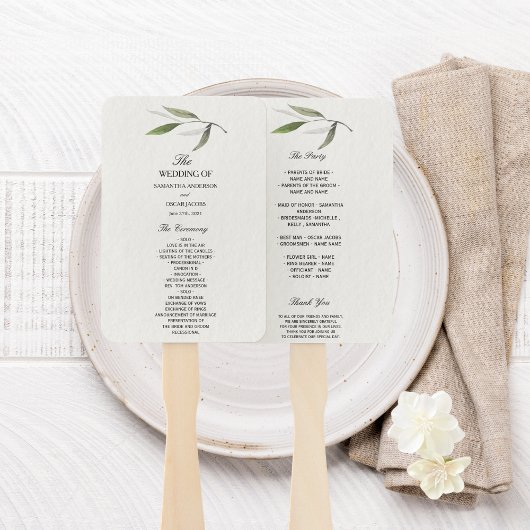 Moderne Waterverf Groene Olijftak Handwaaier