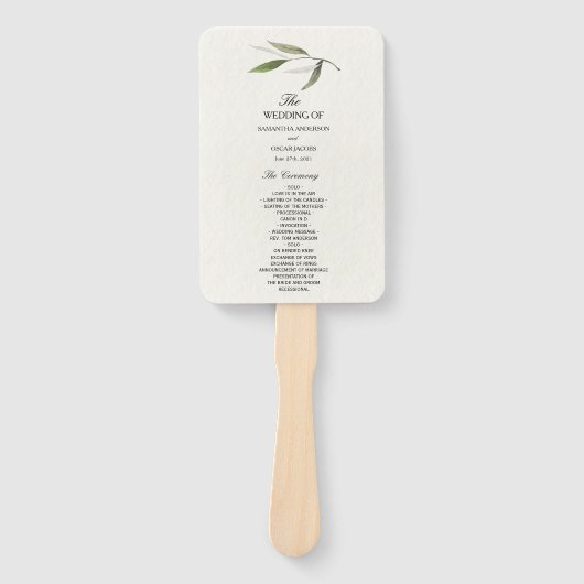 Moderne Waterverf Groene Olijftak Handwaaier (Voorkant)