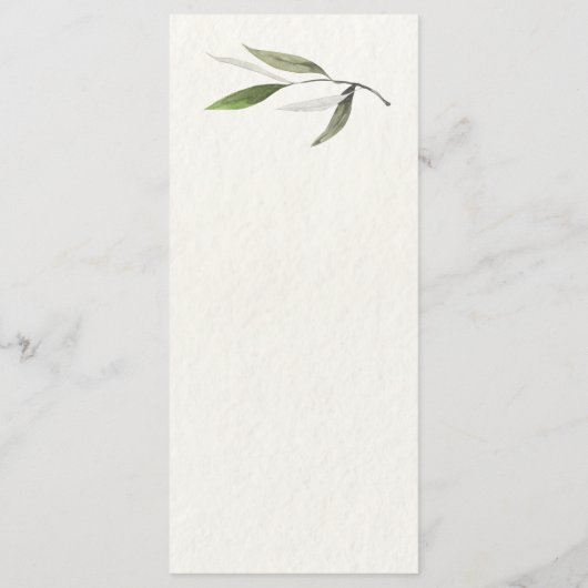 Moderne Waterverf Groene Olijftak Menu (Achterkant)