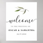 Moderne Waterverf Groene Olijftak Poster (Voorkant)