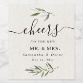 Moderne waterverf groene olijftak  wijn etiket (Enkel label)