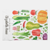 Moderne Waterverf Groenten Groenten Scriptnaam Theedoek (Horizontaal)