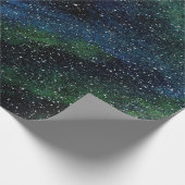 Moderne Waterverf handmatige blauwe groene melkweg Cadeaupapier (Hoek)