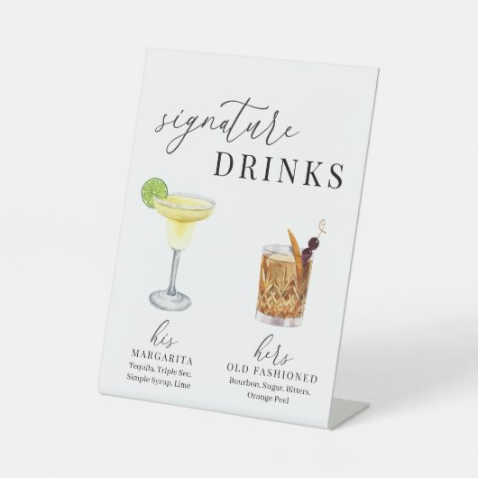 Moderne Waterverf Handtekening Drinken Pedesta Reclamebord Met Voetstuk (Voorkant)