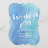 Moderne Waterverf Hanukkah Celebration Invitation Kaart (Voorkant / Achterkant)