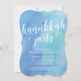 Moderne Waterverf Hanukkah Celebration Invitation Kaart