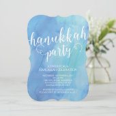 Moderne Waterverf Hanukkah Celebration Invitation Kaart (Staand voorkant)