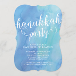 Moderne Waterverf Hanukkah Celebration Invitation Kaart