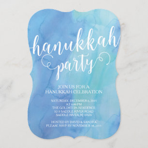 Moderne Waterverf Hanukkah Celebration Invitation Kaart