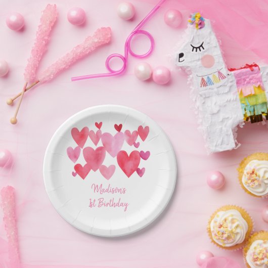 Moderne Waterverf hart dag Papieren Bordje (Feest)