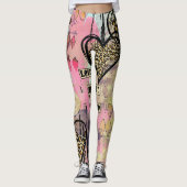 Moderne waterverf hart luipaard huid leggings (Voorkant)