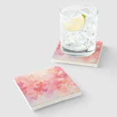 Moderne Waterverf harten Patroon Rood Sinaasappel Stenen Onderzetter (Zijkant)