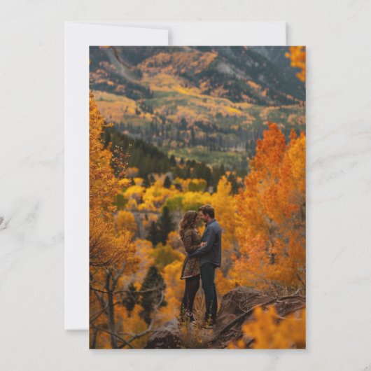 Moderne Waterverf Herfst Berg Foto Bruiloft Kaart (Achterkant)