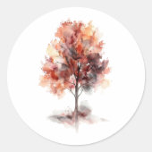 Moderne Waterverf Herfst Boom Bladgroen Bruiloft Ronde Sticker (Voorkant)