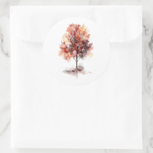 Moderne Waterverf Herfst Boom Bladgroen Bruiloft Ronde Sticker (Tas)