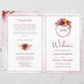 Moderne Waterverf Herfst Bouquet Wedding Programme (Voorkant / Achterkant)